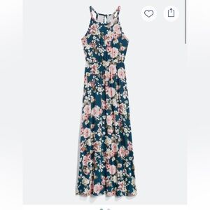 Papermoon Blue and Pink Spaghetti Strap Slip Maxi Dress